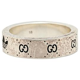 Gucci-Bague en argent gravée Gucci x Adidas SV925 en très bon état-Argenté