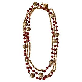 Chanel Gripoix Red Glass Bead Long Necklace Multiple colors