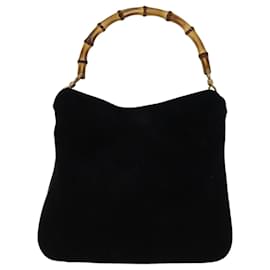 Gucci-GUCCI Sac à bandoulière en bambou en daim 2way Noir 001 1998 1638 Auth 74235-Noir