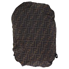 Fendi-FENDI Zucca Canvas Backpack Nylon Brown Black Auth yk12282-Brown,Black
