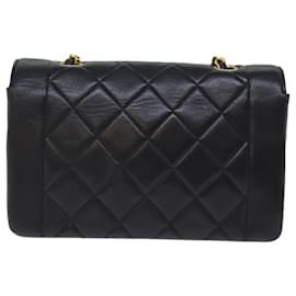 Chanel-CHANEL Diana Matelasse Chain Shoulder Bag Lamb Skin Black CC Auth yk12192A-Black