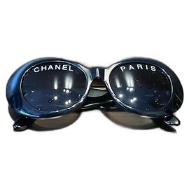 Chanel Sunglasses Black and White Plastic Black White