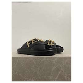 Fendi-FENDI  Sandals T.EU 38 Leather-Black