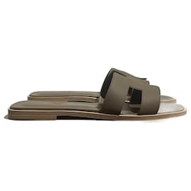 Hermès-HERMES Sandalias T.EU 38 Piel-Gris antracita