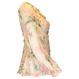 Autre Marque-Blusa rosa de seda con estampado floral multicolor de Zimmermann-Rosa