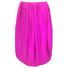 Autre Marque-Dries Van Noten Fuchsia Silk Bubble Skirt-Pink