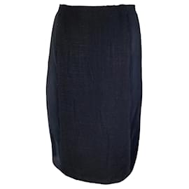 Autre Marque-Prada Black Tweed and Crepe Pencil Skirt-Black