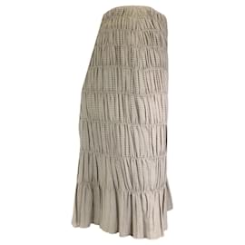 Autre Marque-Akris Olive Green Striped Puckered Viscose and Cotton Skirt-Green