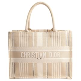 Dior-Christian Dior Book Tote Petit sac à main en toile en beige-Beige