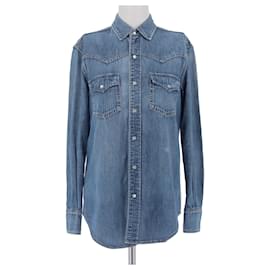 Saint Laurent-SAINT LAURENT  Tops T.International M Cotton-Blue