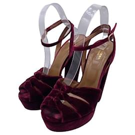 Aquazzura-AQUAZZURA  Sandals T.EU 41 Velvet-Dark red