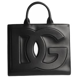 Dolce & Gabbana Black DG leather tote Black