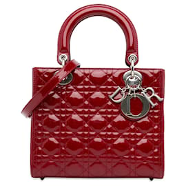 Dior-Dior Red Medium Patent Cannage Lady Dior-Red