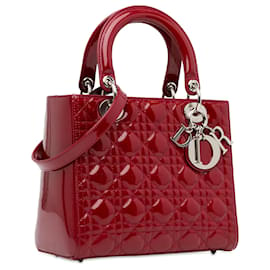 Dior-Dior Red Medium Patent Cannage Lady Dior-Red