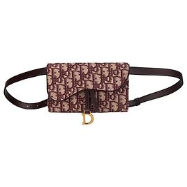 Dior Rote schräge Sattelgürteltasche aus Canvas Rot