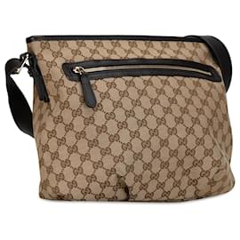 Gucci-Gucci Brown GG Canvas Crossbody-Brown,Beige