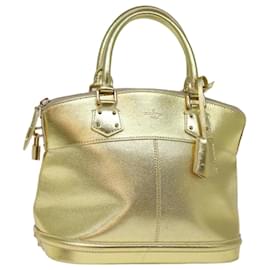 Louis Vuitton-LOUIS VUITTON Suhari Lockit PM Hand Bag Leather Gold All M95433 LV Auth 74004-Golden,Metallic