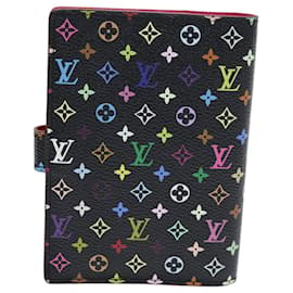 Louis Vuitton-LOUIS VUITTON Monogram Multicolor Agenda PM Day Planner Noir R21076 Auth 73946-Noir