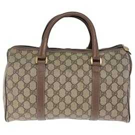 Gucci-GUCCI GG Supreme Boston Sac PVC Beige 002 123 6842 Auth yk12081-Beige