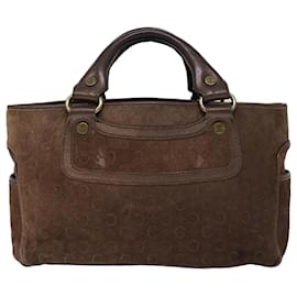 Céline-Sac à main en toile CELINE C Macadam Marron Auth 74222-Marron