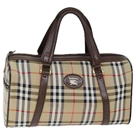 Autre Marque-Burberrys Nova Check Boston Bag Canvas Beige Auth ki4441-Beige