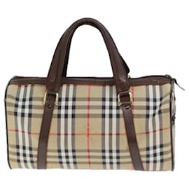 Autre Marque-Burberrys Nova Check Boston Bag Canvas Beige Auth ki4441-Beige