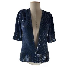 Marc by Marc Jacobs Cardigan aus Wolle Blau mit Pailletten Blau