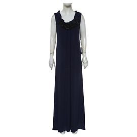 Vera Wang Ärmelloses verziertes Kleid in Dunkelblau Marineblau
