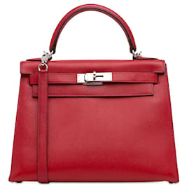 Hermès-HERMES Sacs à mainCuir-Rouge