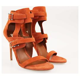 Valentino-Valentino Orange Buckle Detail Ankle Wrap Sandals-Orange