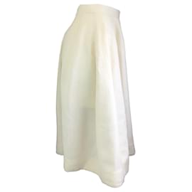 Autre Marque-Chloe Ivory Linen A-Line Midi Skirt-Cream