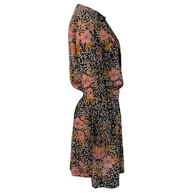 Autre Marque-Zadig & Voltaire Robe fleurie noire/rose avec détail en dentelle-Noir