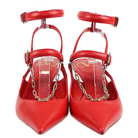 Valentino-Valentino Red Chain Slingback Pumps-Red