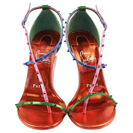 Christian Louboutin-Christian Louboutin Metallic Multicolor Riojana Spike Sandals-Metallic