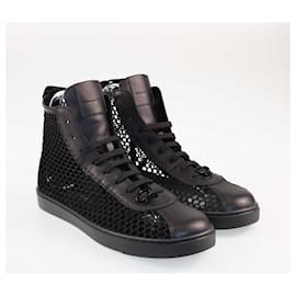 Gianvito Rossi-Gianvito Rossi Black Fishnet High Top Sneakers-Black