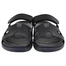 Hermès-Hermes Black Chypre Sandals-Black