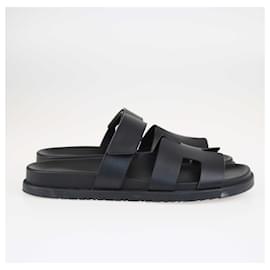 Hermès-Hermes Black Chypre Sandals-Black