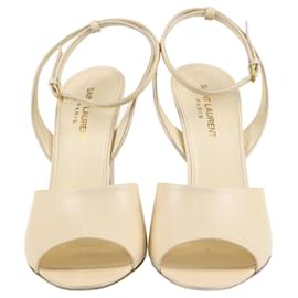 Saint Laurent-Saint Laurent Cream Scandale Ankle Strap Sandals-Cream