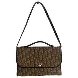 Bolsa Christian Dior Oblique lona bege e marrom Bege Castanho escuro
