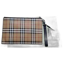 Burberry vintage check zip pouch Beige
