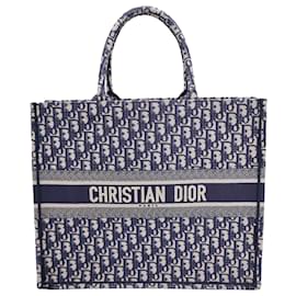 Dior-Grand cabas Book Dior Signature en toile oblique bleue-Bleu