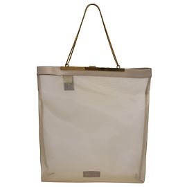 Bolsa tote com corrente Khaite Augusta em couro bege e malha Marrom Bege