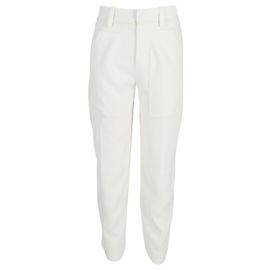 Chloé Calça Straight Leg em Algodão Creme Branco Cru