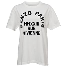 Kenzo-Kenzo Rue Vivienne Loose T-shirt In White Cotton-White