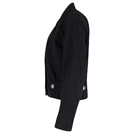 Saint Laurent-Yves Saint Laurent Rive Gauche Cropped Jacket in Black Cotton-Black