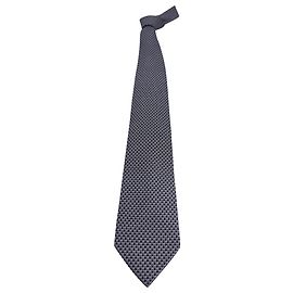 Gucci Patterned Tie in Dark Blue and White Silk Blue