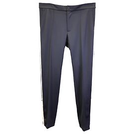 Valentino Garavani Side Stripe Pants in Navy Blue Polyester Blue