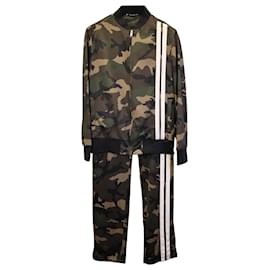 Valentino Garavani-Valentino Camo Stripe Front Track Jacket and Pants In Green Polyester-Green