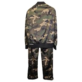 Valentino Garavani-Valentino Camo Stripe Front Track Jacket and Pants In Green Polyester-Green