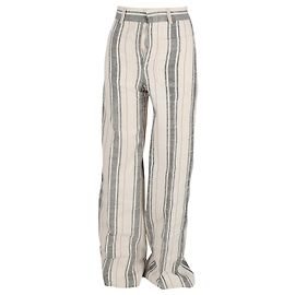 Calça Christian Dior Pin Stripe em algodão marfim Branco